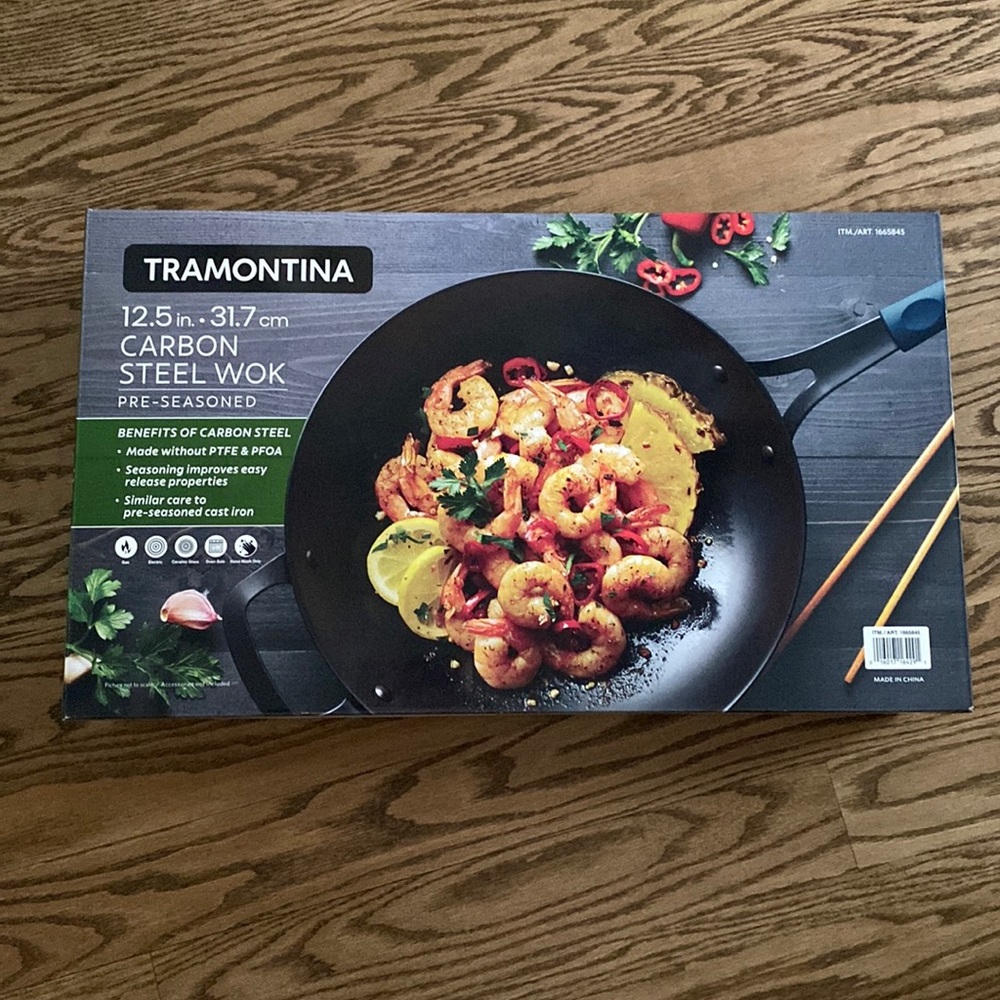 Tremontina 12.5in Carbon Steel Wok New